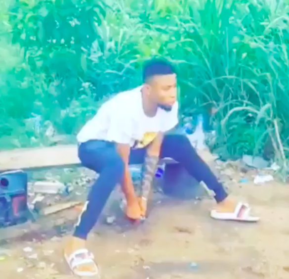 Young man runs 'Mad' after taking Synthetic Weed in Lagos [PHOTOS]