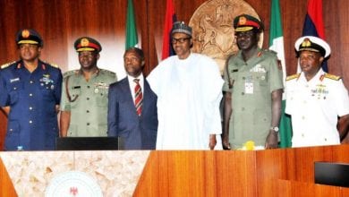 Nigerian service chiefs with president Buhari