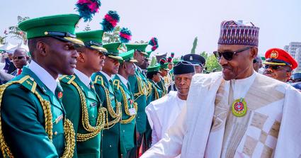 President Muhammadu Buhari presides over 2020 Wreath Laying ceremony for fallen Heroes. [Twitter/@BashirAhmaad]