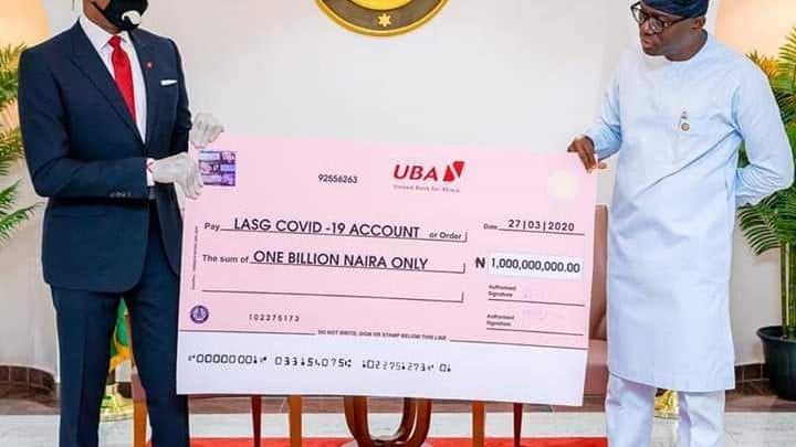 COVID-19: Sanwo-Olu Receives N1bn Donation from UBA [PHOTOS]