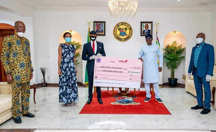 COVID-19: Sanwo-Olu Receives N1bn Donation from UBA [PHOTOS]