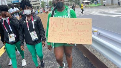 BREAKING: Disqualified Nigerian athletes at Tokyo Olympics stage protest