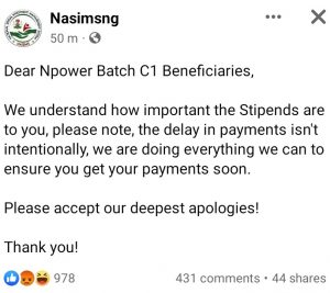 npower stipends payment