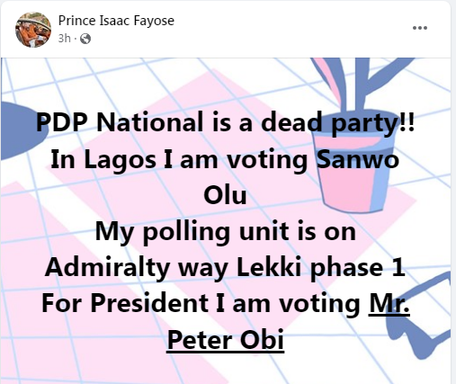 I'm voting Peter Obi for president” – Fayose - Venture Daily News