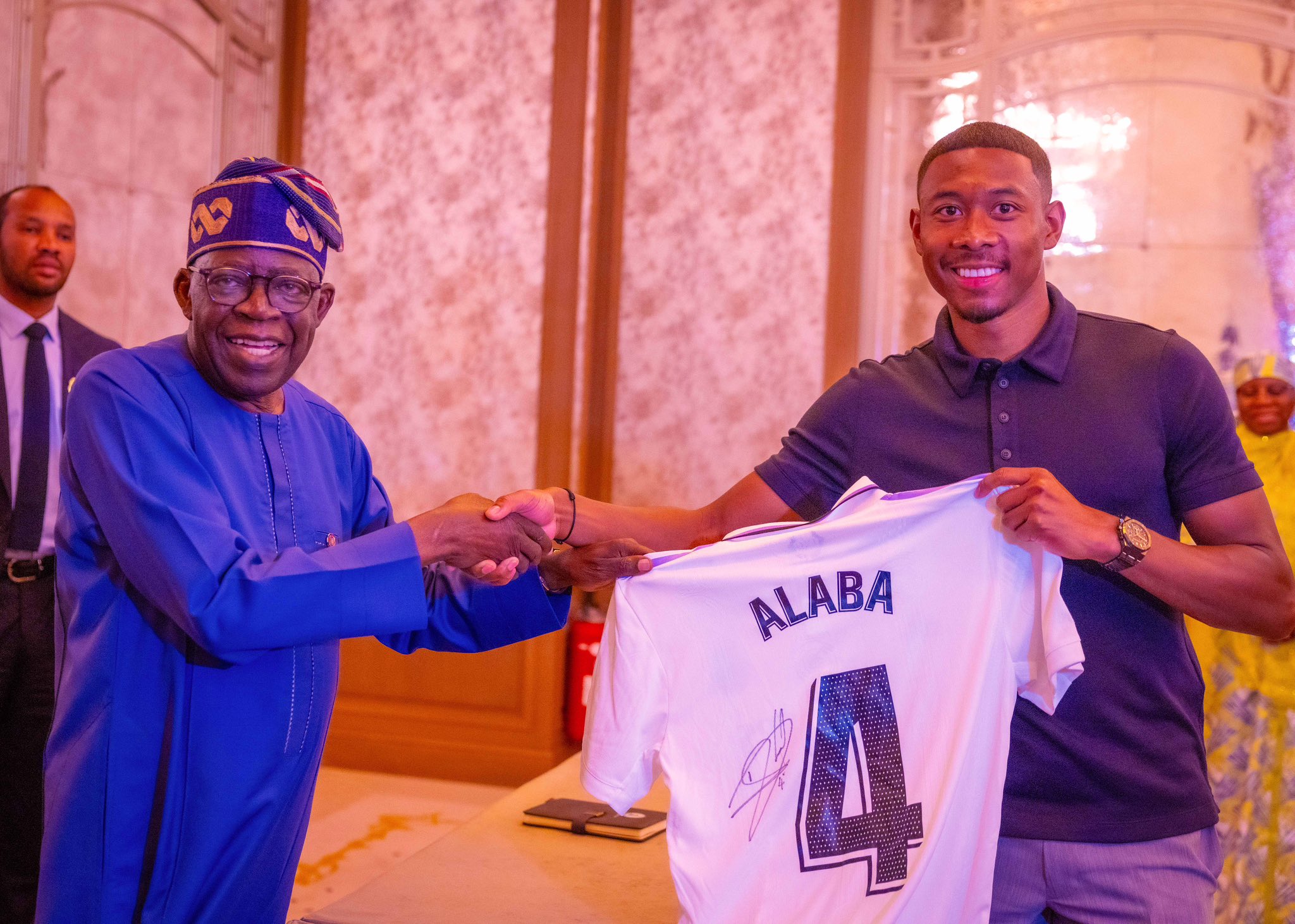 Real Madrid Defender, David Alaba Meets Tinubu in Paris