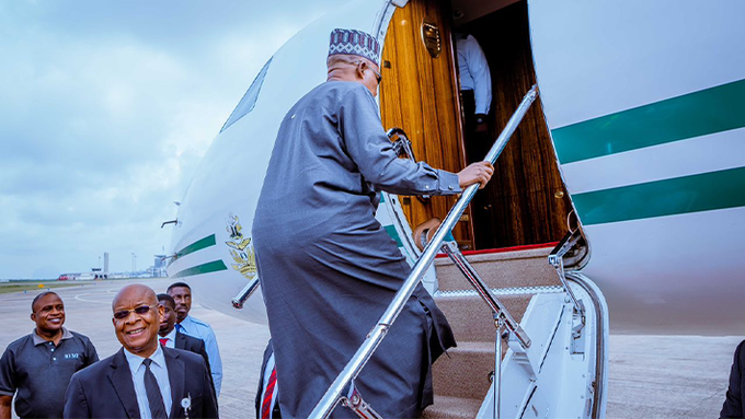 JUST IN: Shettima departs Abuja for Abidjan ahead of AFCON finals [VIDEO]