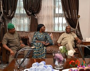 Rt.Hon.Emeka Ihedioha, CON and his wife, Lady Ebere Ihedioha, during the condolence visit