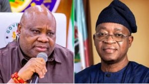 Side-by-side photo showing Osun State Governor Ademola Adeleke and former Governor Gboyega Oyetola