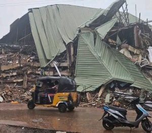 The collapsed building