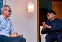 Peter Obi Meets Swiss Ambassador Patrick Egloff. Photo Credit: X