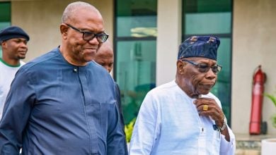 Nigeria Democratic Congress presidential candidate, Peter Obi, met with former President Olusegun Obasanjo. Credit: X/Esther Umoh