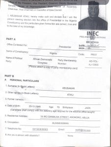 The Independent National Electoral Commission (INEC) has published the personal particulars and nomination documents of African Democratic Congress (ADC) presidential candidate Atiku Abubakar and his running mate, former Rivers State Governor Rotimi Amaechi, ahead of the 2027 general election.