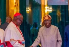 President Bola Ahmed Tinubu received on a courtesy visit , the Catholic Bishops Conference of Nigeria led by Bishop Matthew Man-Oso Ndagoso , the Archbishop of Kaduna and President of CBCN at the the State House
