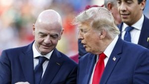 FIFA President Gianni Infantino with US President Donald Trump at World Cup Final on July 19