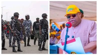 Police officers and Governor Ademola Adeleke
