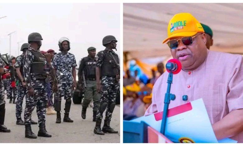 Police officers and Governor Ademola Adeleke