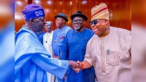 Bola Tinubu Shakes Hand With Ademola Adeleke