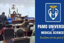 Rivers Assembly; PAMO University Logo