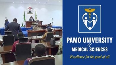 Rivers Assembly; PAMO University Logo