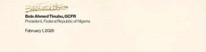File: Official Tinubu’s signature