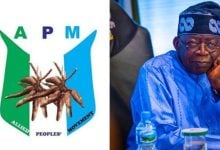APM logo; President Bola Tinubu