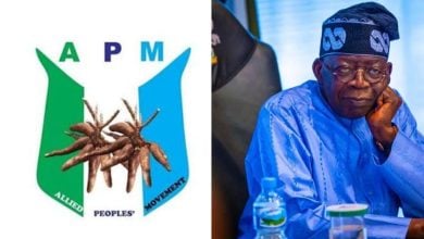 APM logo; President Bola Tinubu