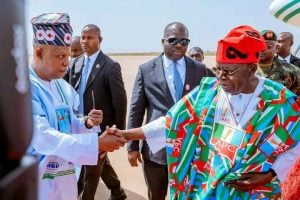 File: Tinubu, Shettima Arrive Kaduna For Campaign Flag-Off