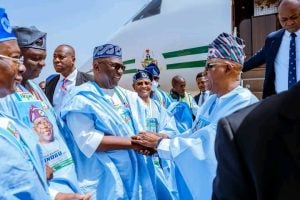 File: Tinubu, Shettima Arrive Kaduna For Campaign Flag-Off