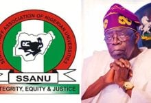 Senior Staff Association of Nigerian Universities (SSANU) Logo; President Bola Ahmed Tinubu
