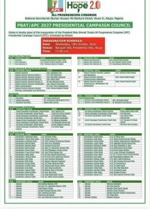 A part of the revised campaign council list