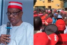 Supporters of NDC in Kano State have staged a peaceful protest at the office of INEC on Friday