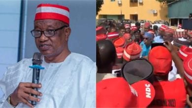 Supporters of NDC in Kano State have staged a peaceful protest at the office of INEC on Friday